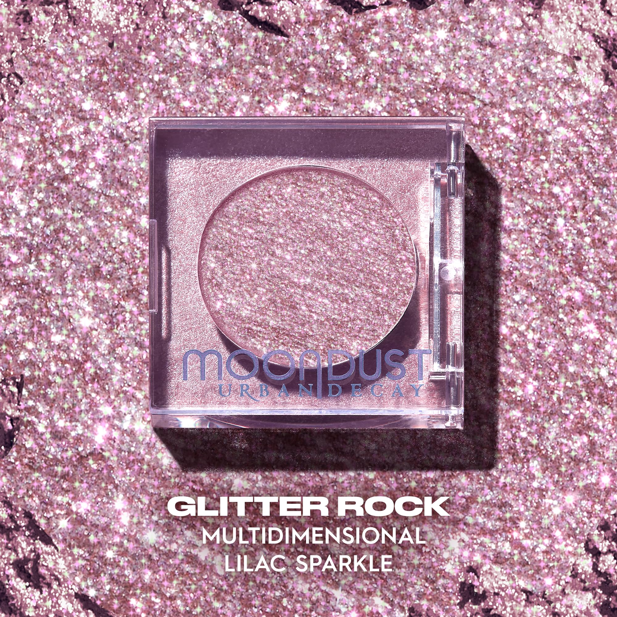 Urban Decay 24/7 Moondust Glitter Eyeshadow Single (Glitter Rock - Multidimensional Pink Sparkle), Buildable Sparkly Eye Glitter, Long-lasting Shimmer Finish, Reflective Eye Shadow Topper - 0.06 oz