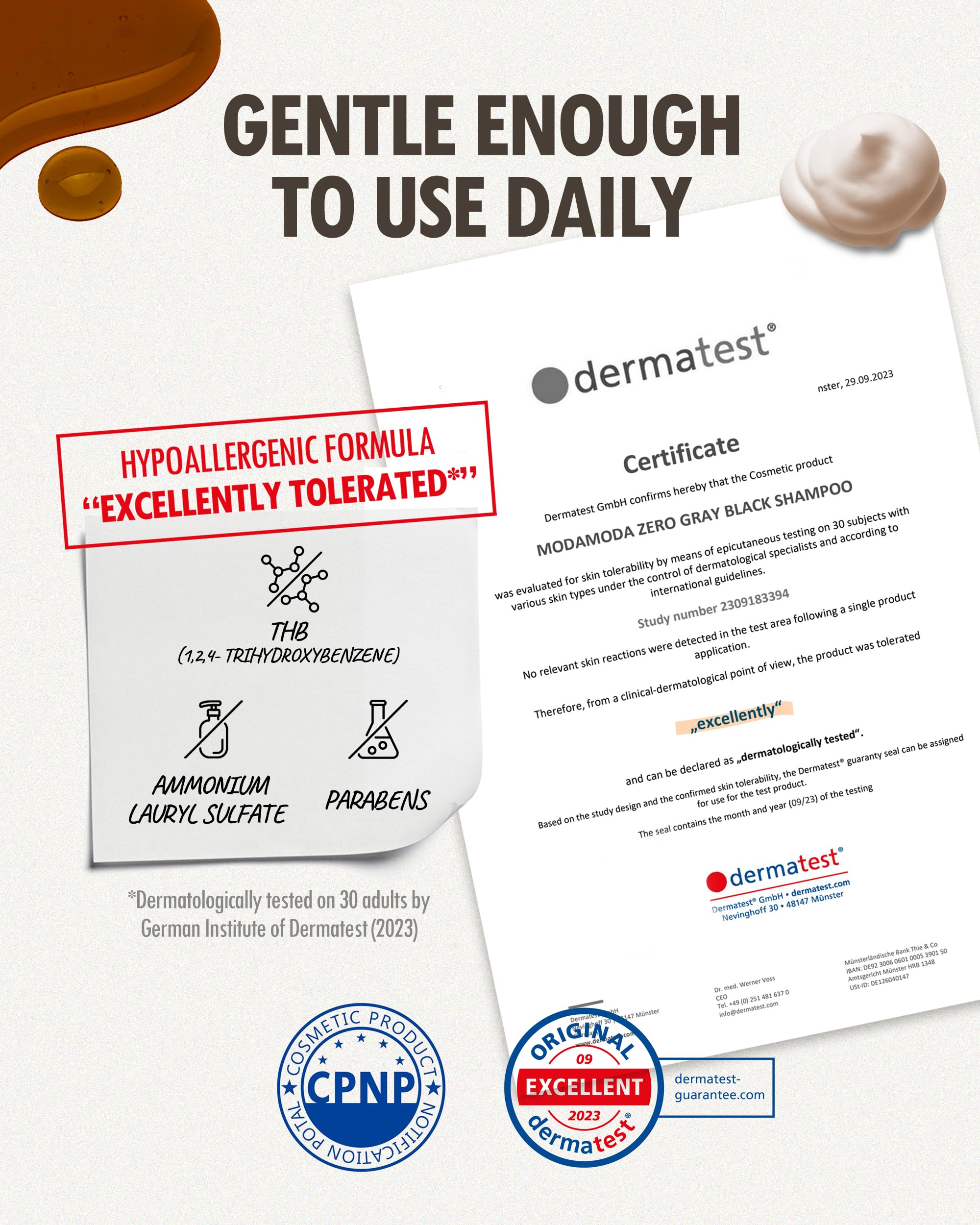 MODA MODA Zero Gray Black Hair Shampoo (10.58 Oz) | Natural Darkening Color for Hair & Scalp | Age-Defying, Volumizing Formula that Reduces Hair Breakage