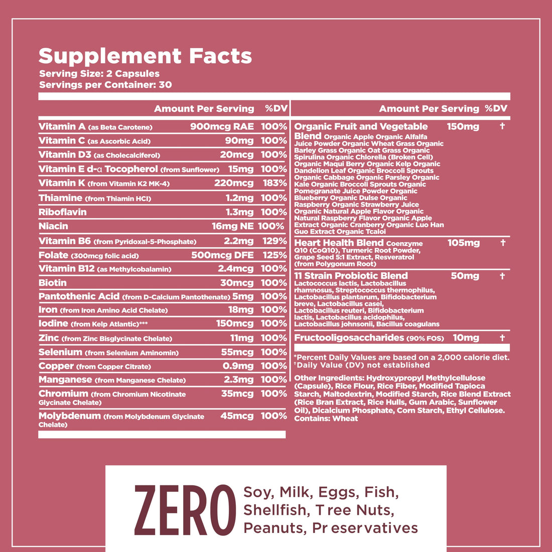 Nuvana Multifood Whole Food Multivitamin for Women | 21 Organic Fruits & Vegtables | Tumeric Boosts Energy, Supports Gut & Immune Health | Prebiotics & Probiotics | 60 Capsules