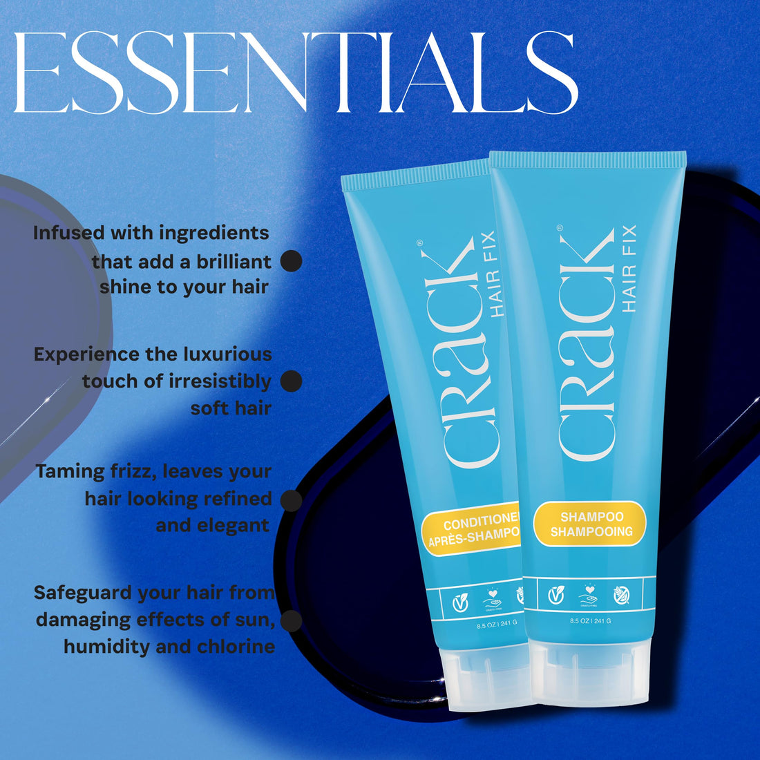 Crack: Protective Improved-Shine Clean & Soaper Shampoo with Protective Leave-In Treatment Conditioner, 10 oz each