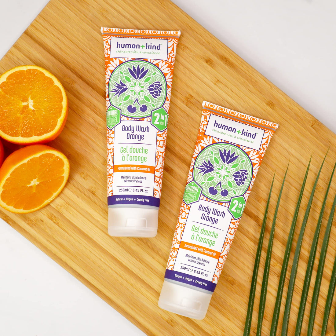 Human+Kind Body Wash - Natural, Moisturizing Body Soap with Coconut Oil - A Gentle, Soothing Cleanse for Dry, Sensitive Skin - Three Fresh Scents: Orange, Grapefruit, and Apple and Herbs - 8.45 oz