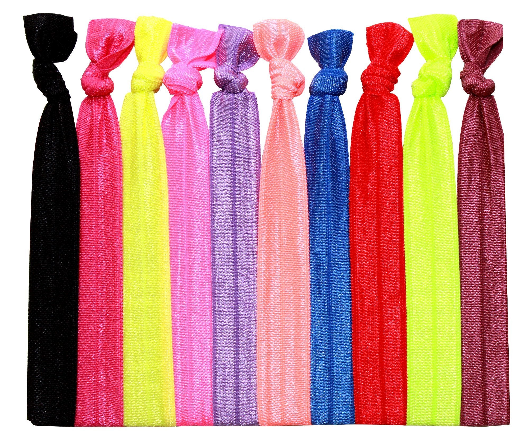 Syleia 100 Hair Ties - Bright and Pastel Colors - Elastic Ponytail Holders No Crease Hand Knotted Fold Over Assorted 100 Pack