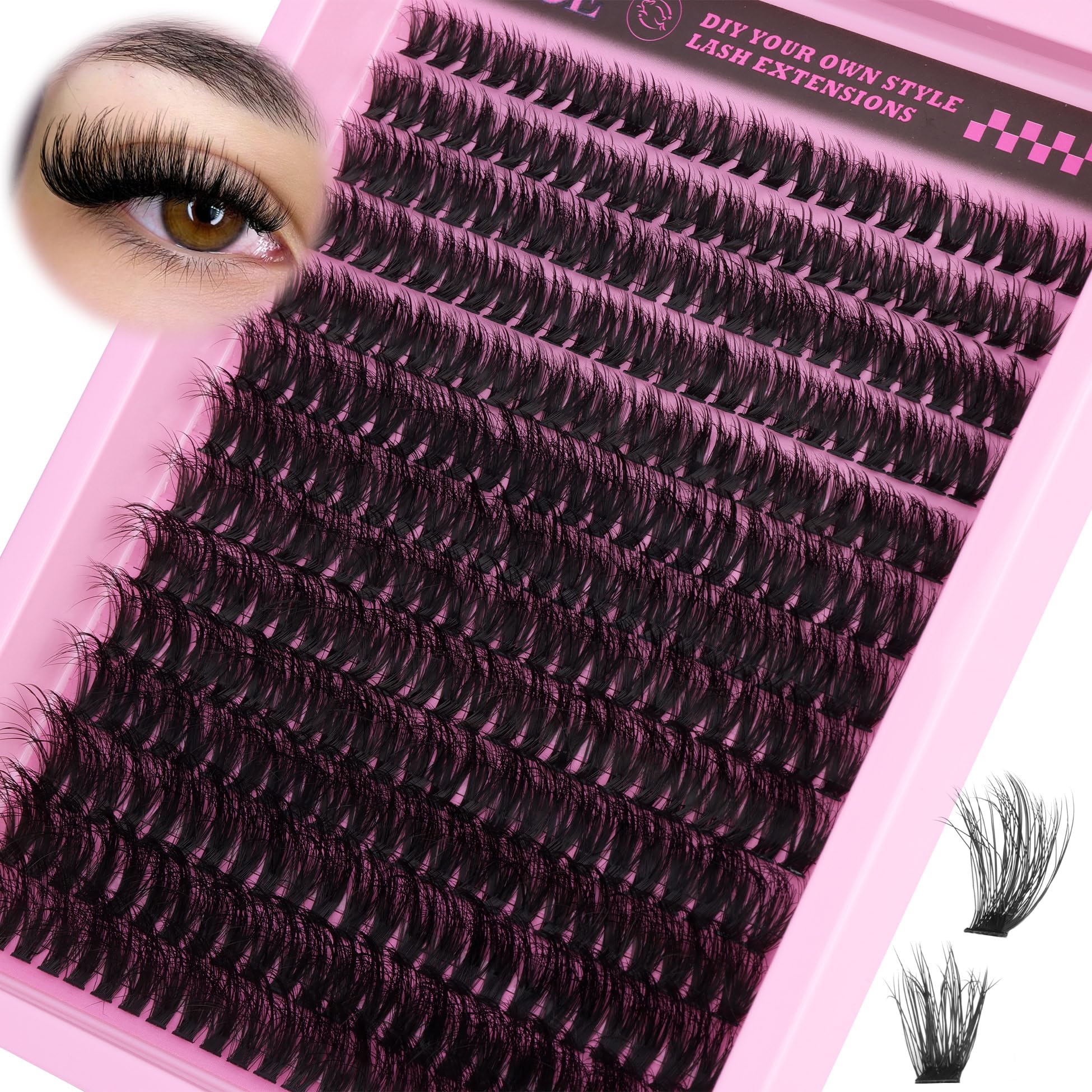 ALICE Lash Clusters 336pcs 80D Lash Extensions Cluster Eyelash Extensions Thick Volume Faux Mink Individual Lashes Mix 10-18mm Long Eyelash Clusters
