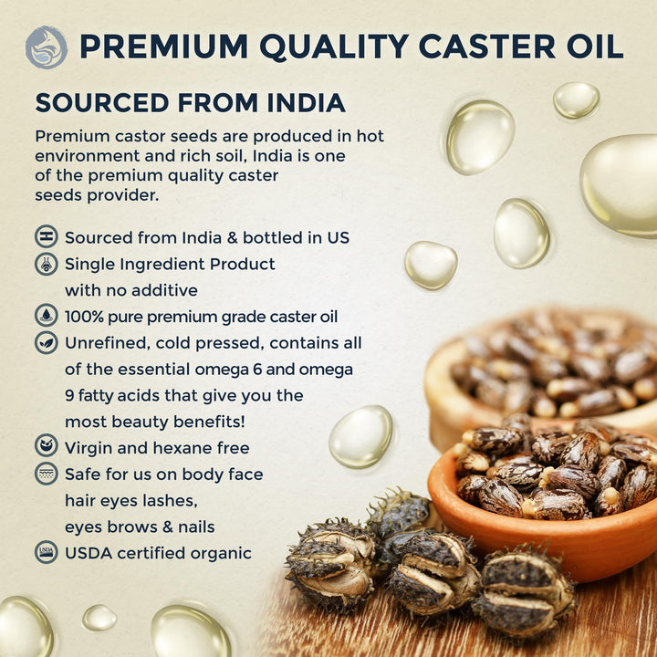 Foxbrim Organic Castor Oil - 4oz - 100% Pure - Hexane Free - Incredible Benefits For Hair, Skin, Eyelashes, Eyebrows& Nails
