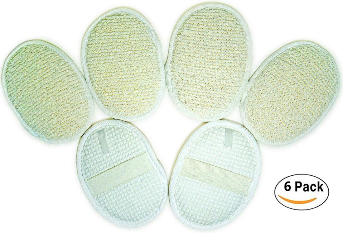 Tang Karrey 6Pack (Large 6.3X4.3 Inches) Exfoliating Face Body Pad (100% Cotton Terry) Cloth Materials Loofah Sponge Scrubber Brush Close Skin For Men And Women When Bath Spa And Shower