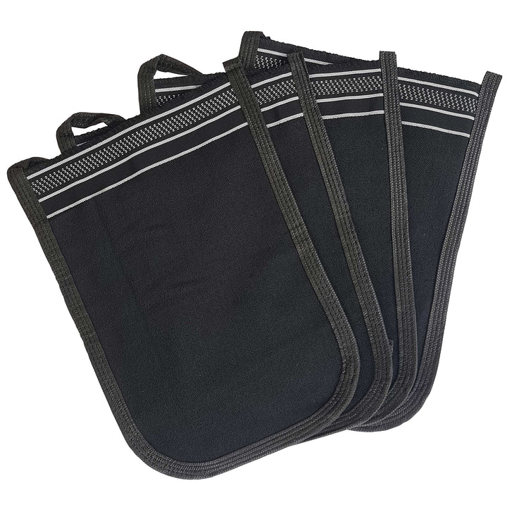 Turkish Exfoliating Gloves – Face & Body Exfoliation Mitts - Bath Hammam Spa Exfoliator Kese Glove - Body Scrub Glove To Remove Dead Skin – Brighten & Soften Skin – 4Pcs (Black & White)