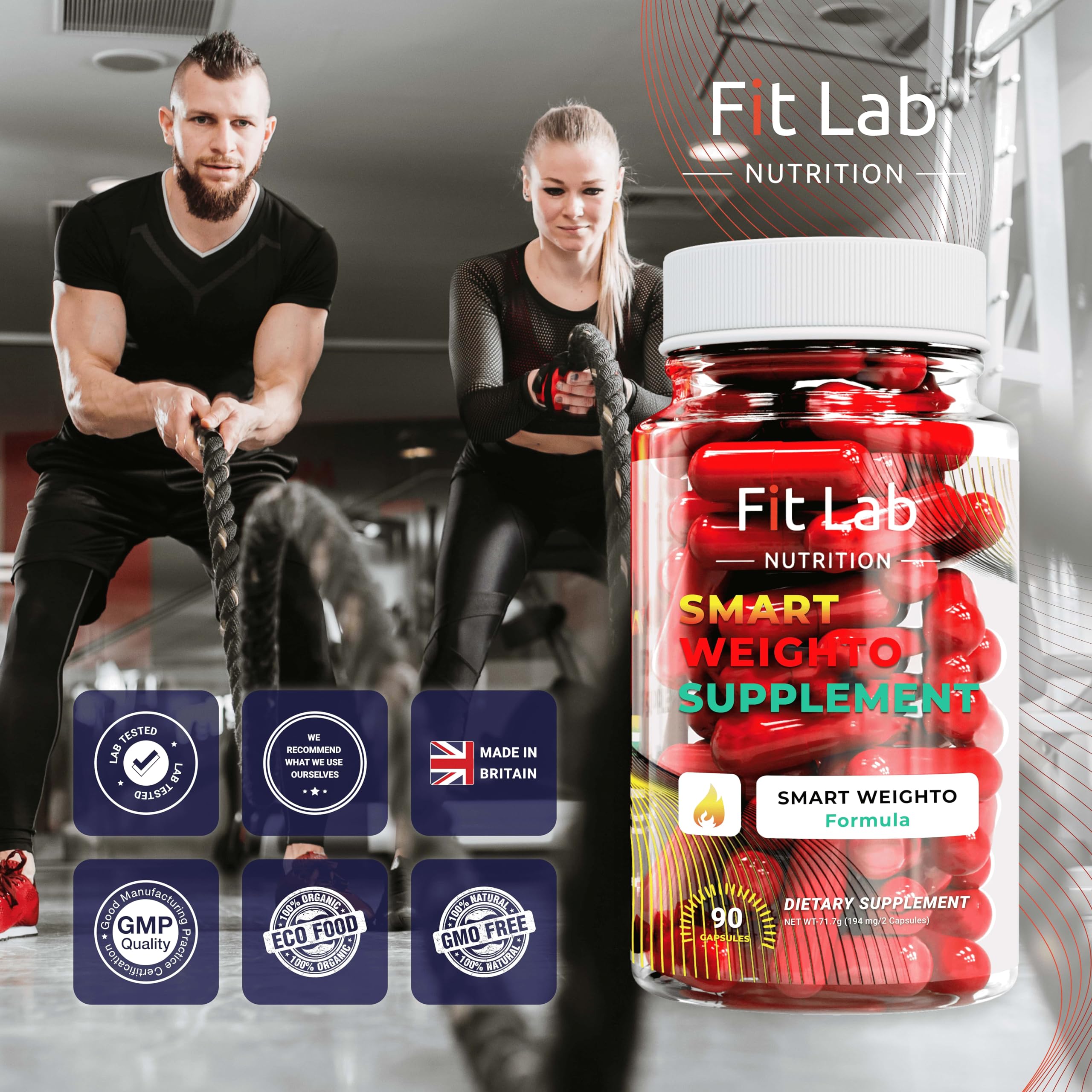 FIT LAB - 90 Capsules - for Women & Men - Weighto Management - 45 Days Supply