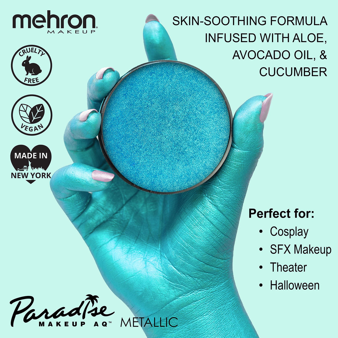 Mehron Makeup Paradise Makeup AQ Face & Body Paint (1.4 oz) (Brillant Bleu Bebe Light Blue)
