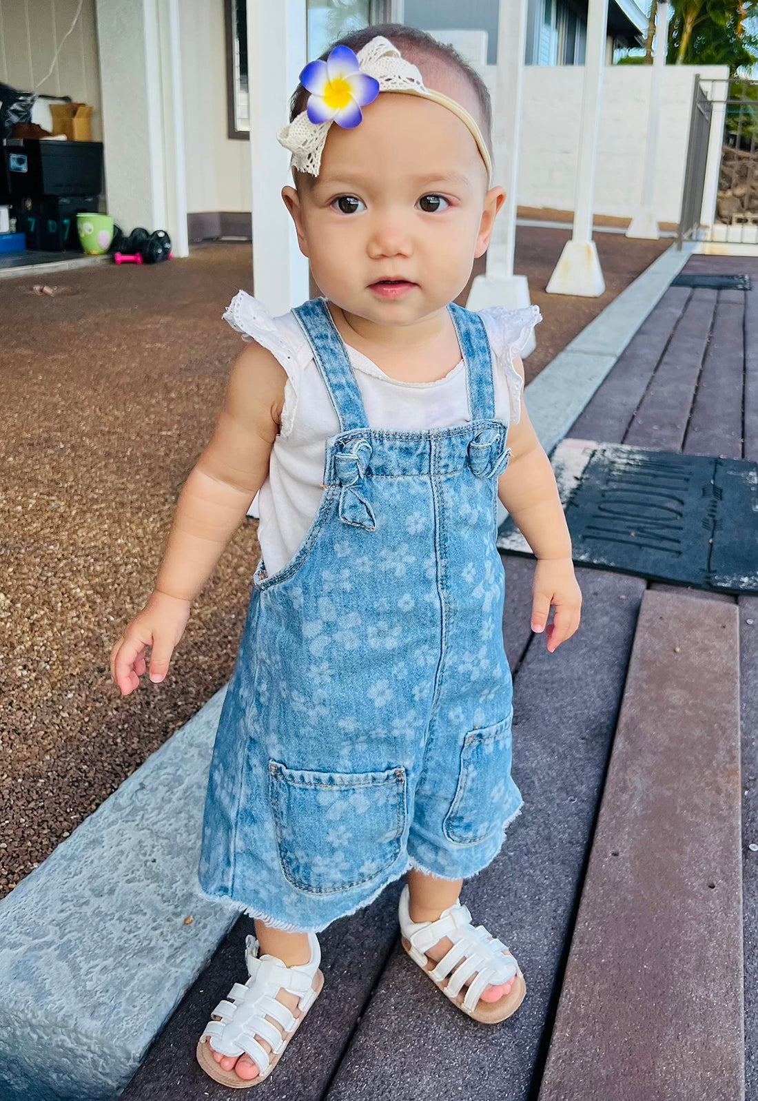 All Things Lani 2 Pack Handmade Hawaiian Plumeria Flower Headband for Babies Baby Girls (Lilac + Dawn Pink)