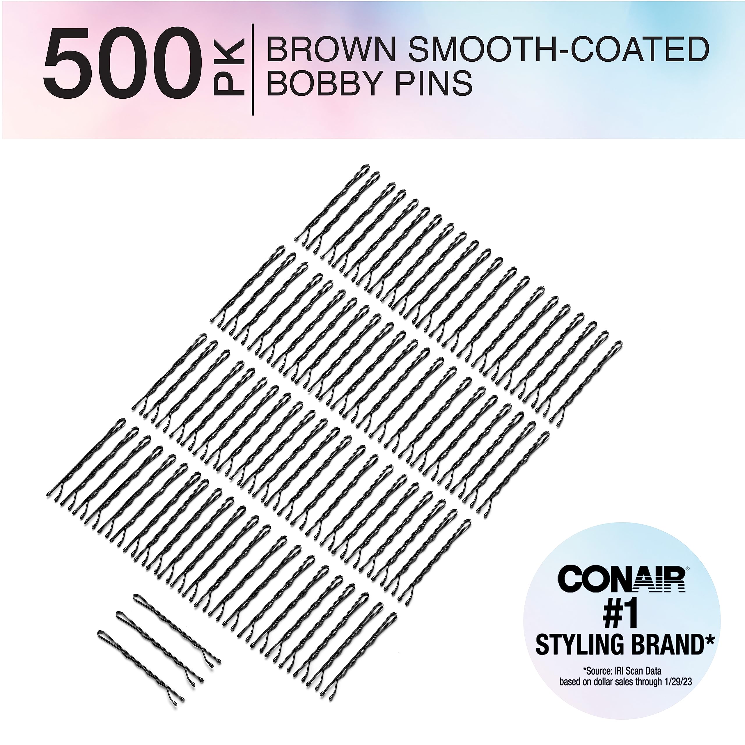 Conair Bobby Pins In Tub, Brown, 500 Pack