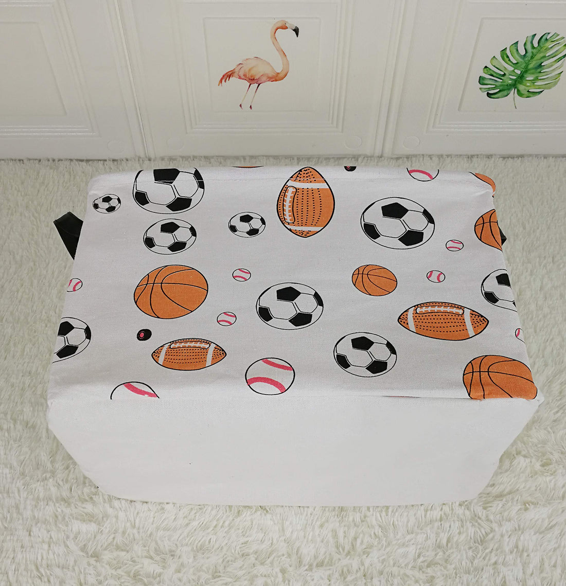 KUNRO Rectangle Toy Bin Waterproof storage organizer for Nursery Hamper Home decor Closet Kids Bedroom Laundry Baby Gift Shelf Baskets(Balls)