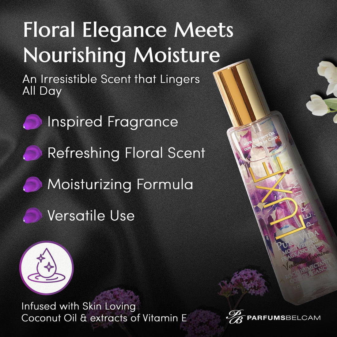 Luxe Perfumery PURA Vida Moisturizing Fragrance Mist Verbena Jasmine, 236 mL