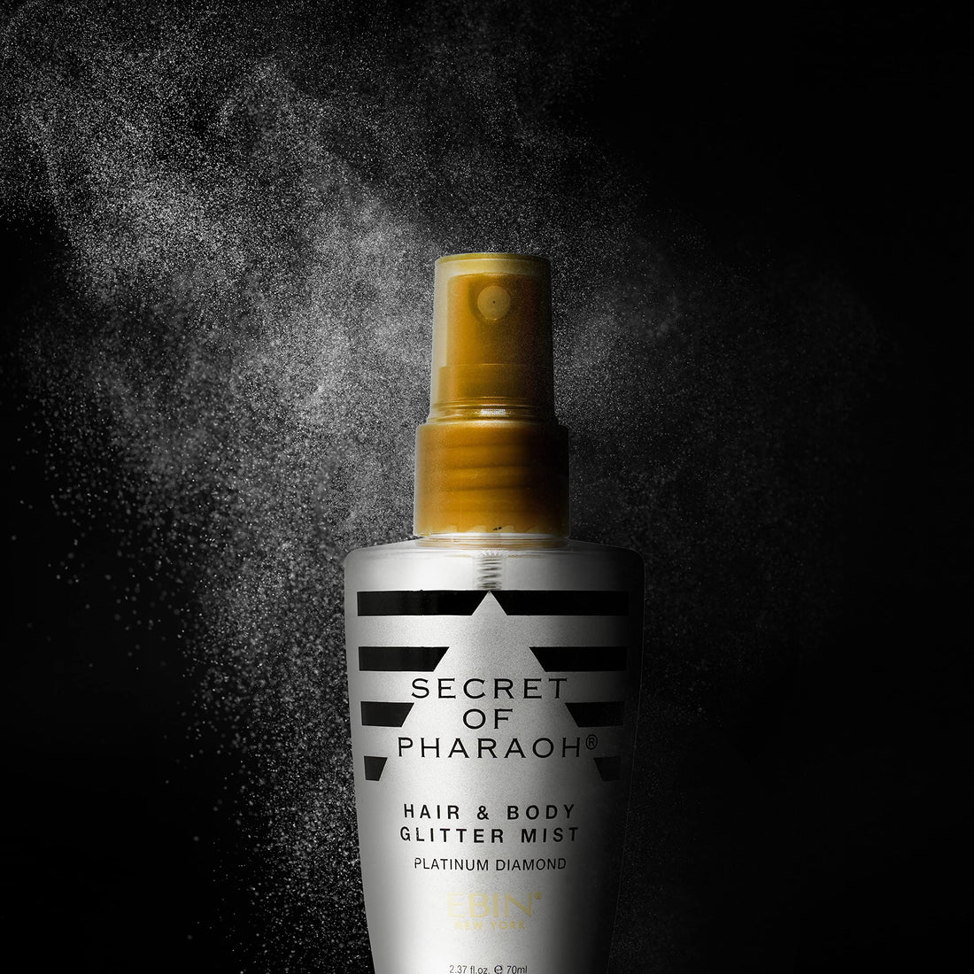 EBIN NEW YORK Egyptian Diamond Hair, Face & Body Glitter Mist - Platinum 2.37oz | Quick-Drying, Long-Lasting Shiny Spray for Clothes, Rave, Festival, Travel Essentials | TikTok Trend Items