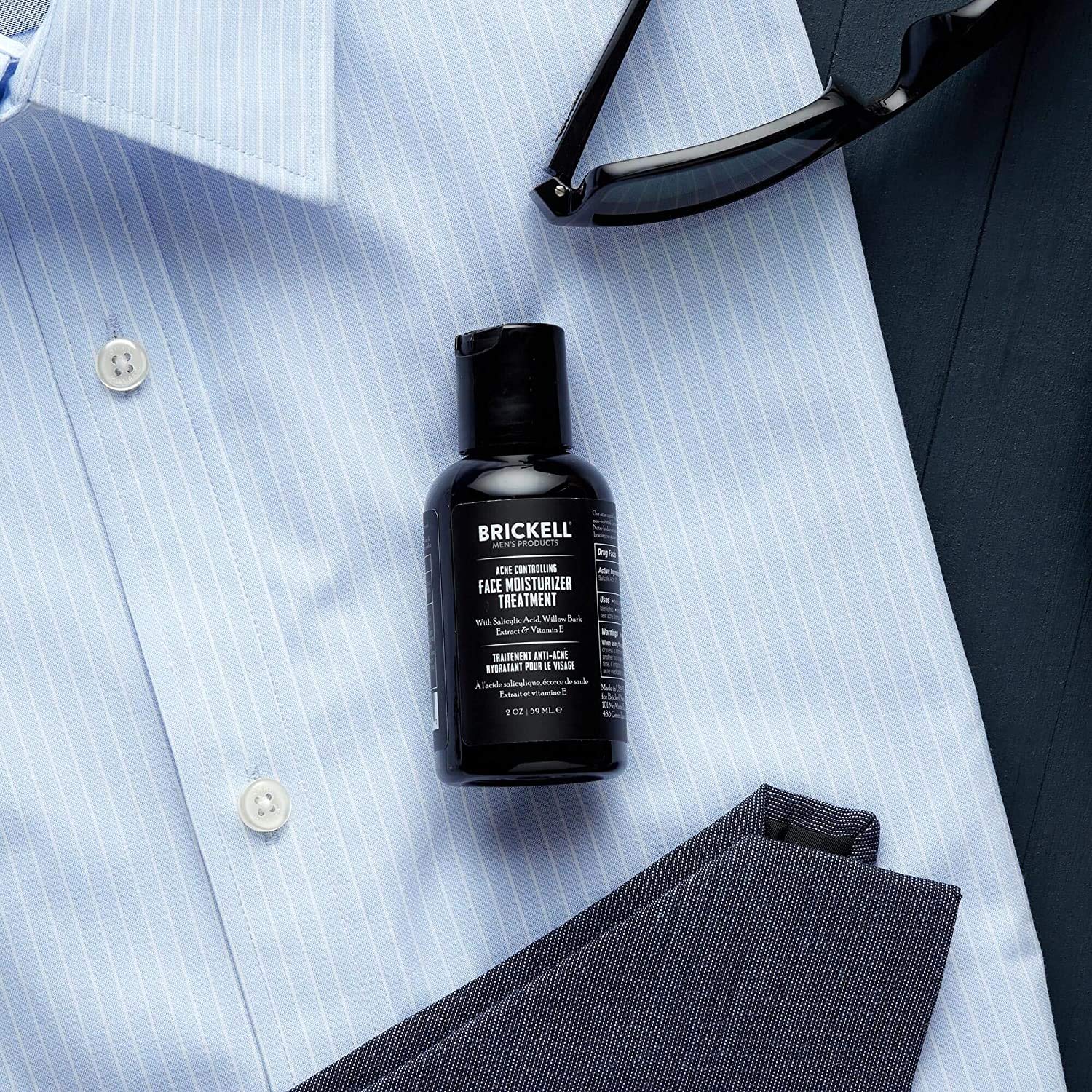 Brickell Men's Acne Controlling Face Moisturizer Treatment for Men, Natural and Organic Acne Face Moisturizer Treatment to Clear Acne, Even Skin Tone and Moisturize Skin, 2% Salicylic Acid, 2 Ounces