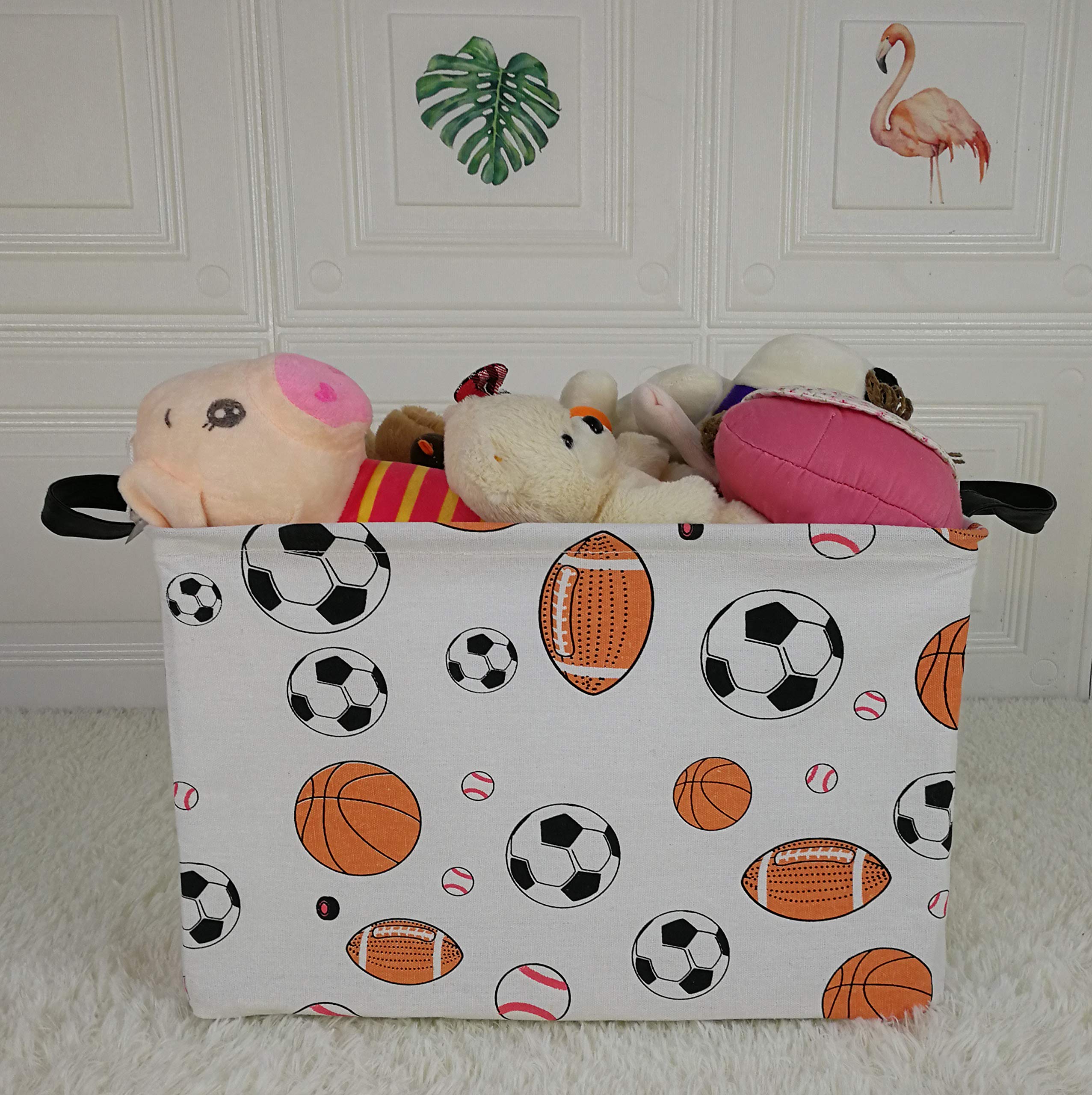 KUNRO Rectangle Toy Bin Waterproof storage organizer for Nursery Hamper Home decor Closet Kids Bedroom Laundry Baby Gift Shelf Baskets(Balls)