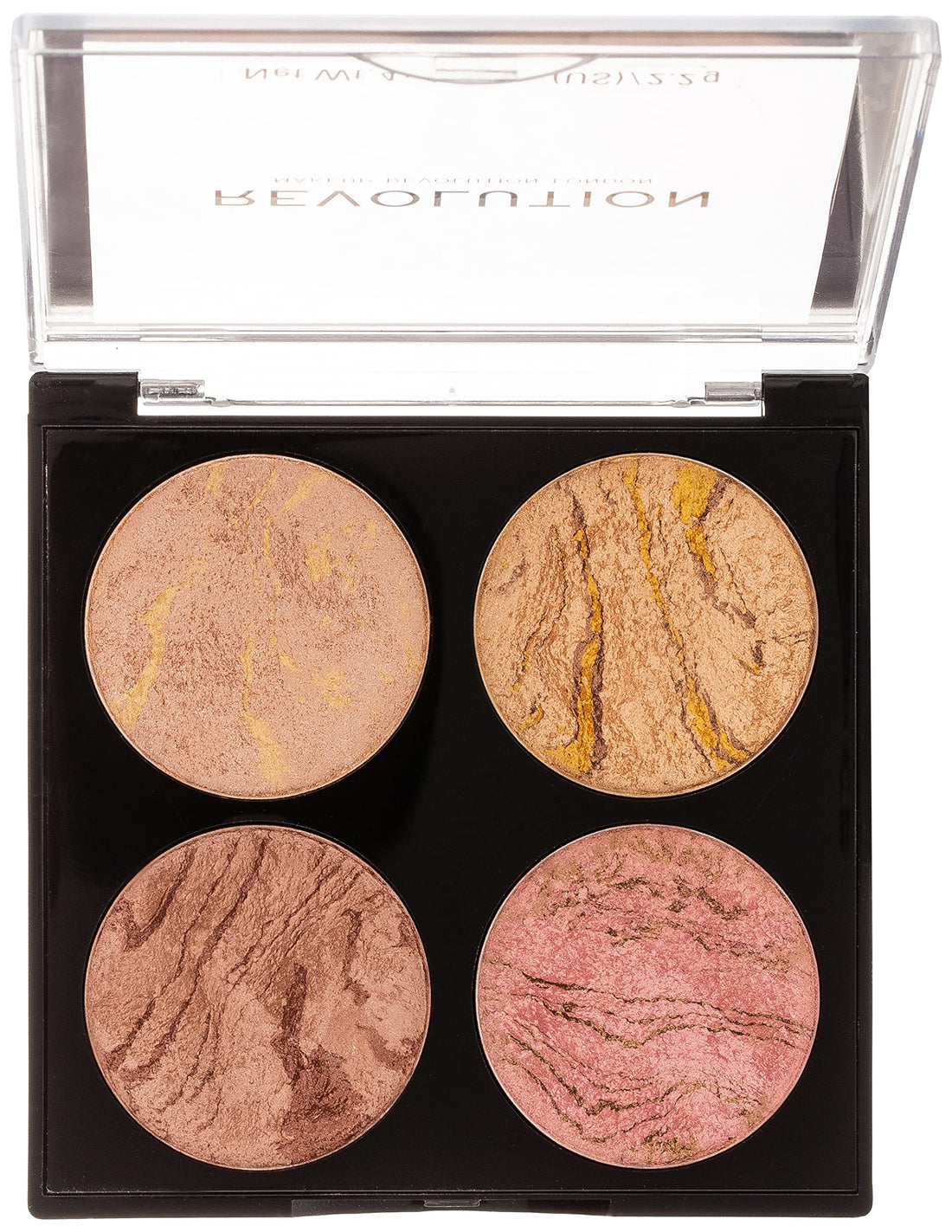 Makeup Revolution Cheek Kit, Face Bronzer & Highlighter Palette, Highly Pigmented Shimmer Formula, 4 Shades, Fresh Perspective, 8.8g