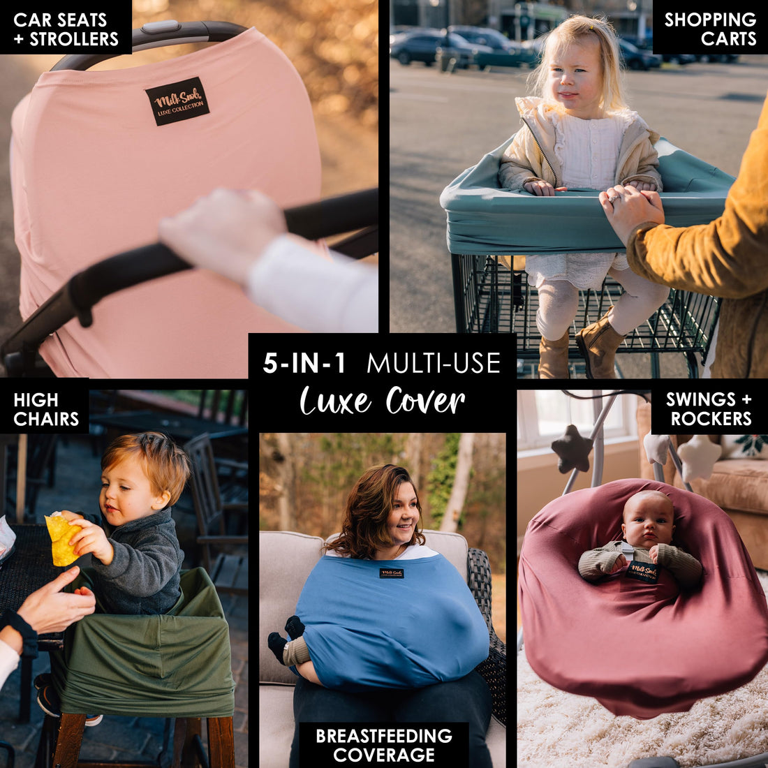 Milk Snob Original 5-in-1 Luxe Cover in Ballet Slipper - Added Privacy for Breastfeeding, Baby Car Seat, Carrier, Stroller, High Chair, Shopping Cart, Lounger Canopy, Newborn Essentials, Nursing Top