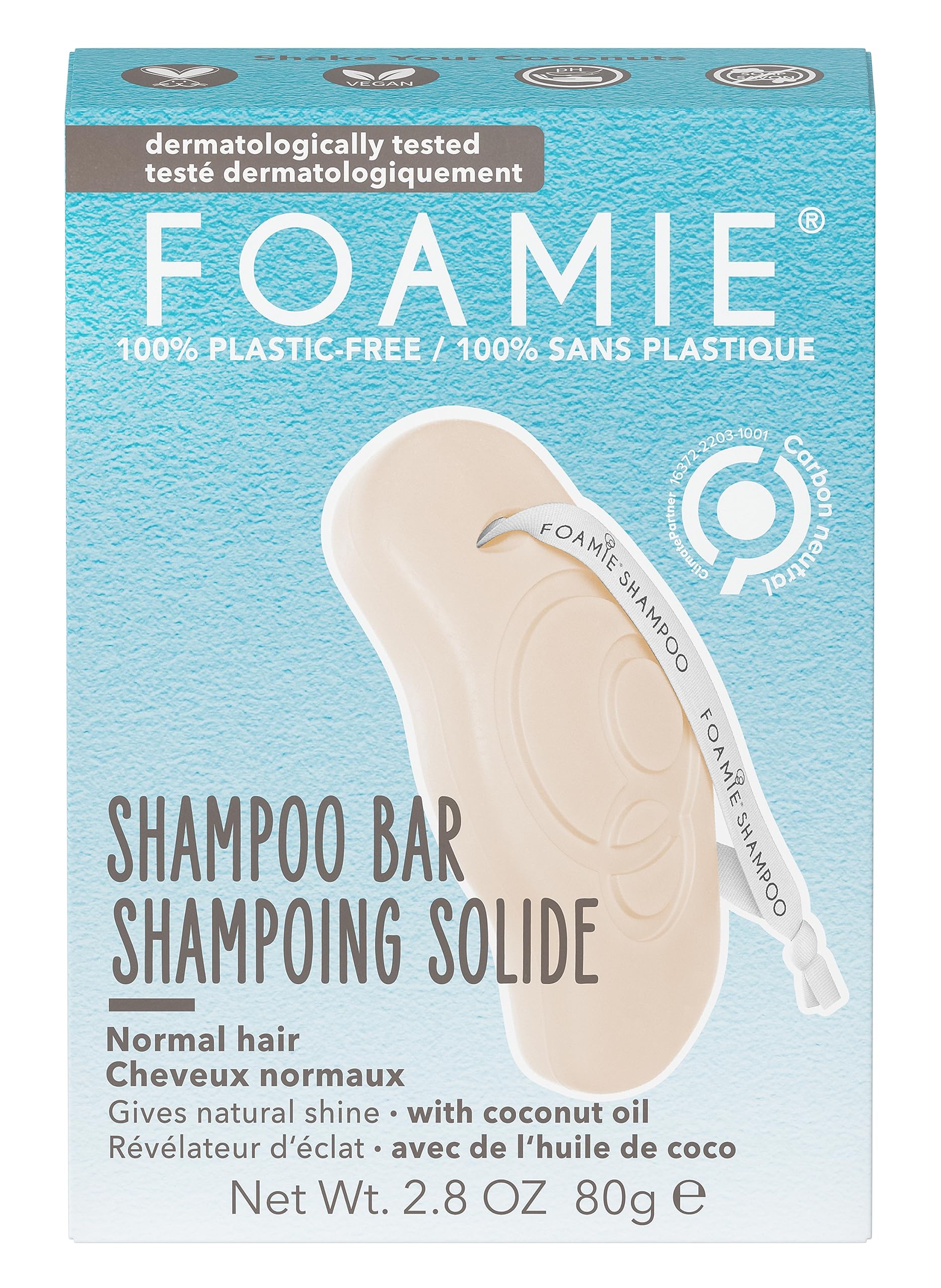 Foamie Natural Shampoo Bar - Cruelty, Paraben and Sulfate Free - Strengthens Massages and Cleans Your Scalp - Plastic Free Packaging saves 2 Bottles per Bar (Coconut)