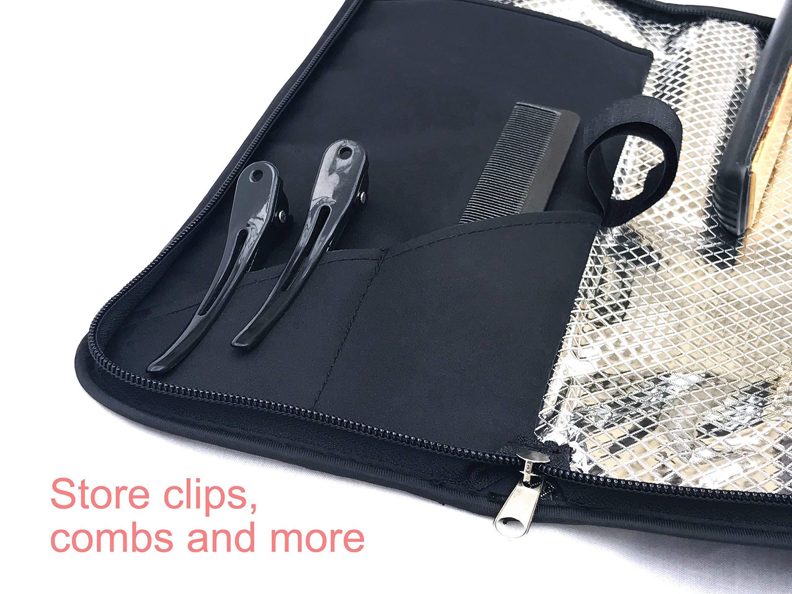Heat Resistant Case & Mat for Hair Straighteners by j&m - Travel Pouch & Zip-Up All-In-One Mat and with Pockets for Combs, Clips & More. Great for Travelling and Protecting Your Surfaces