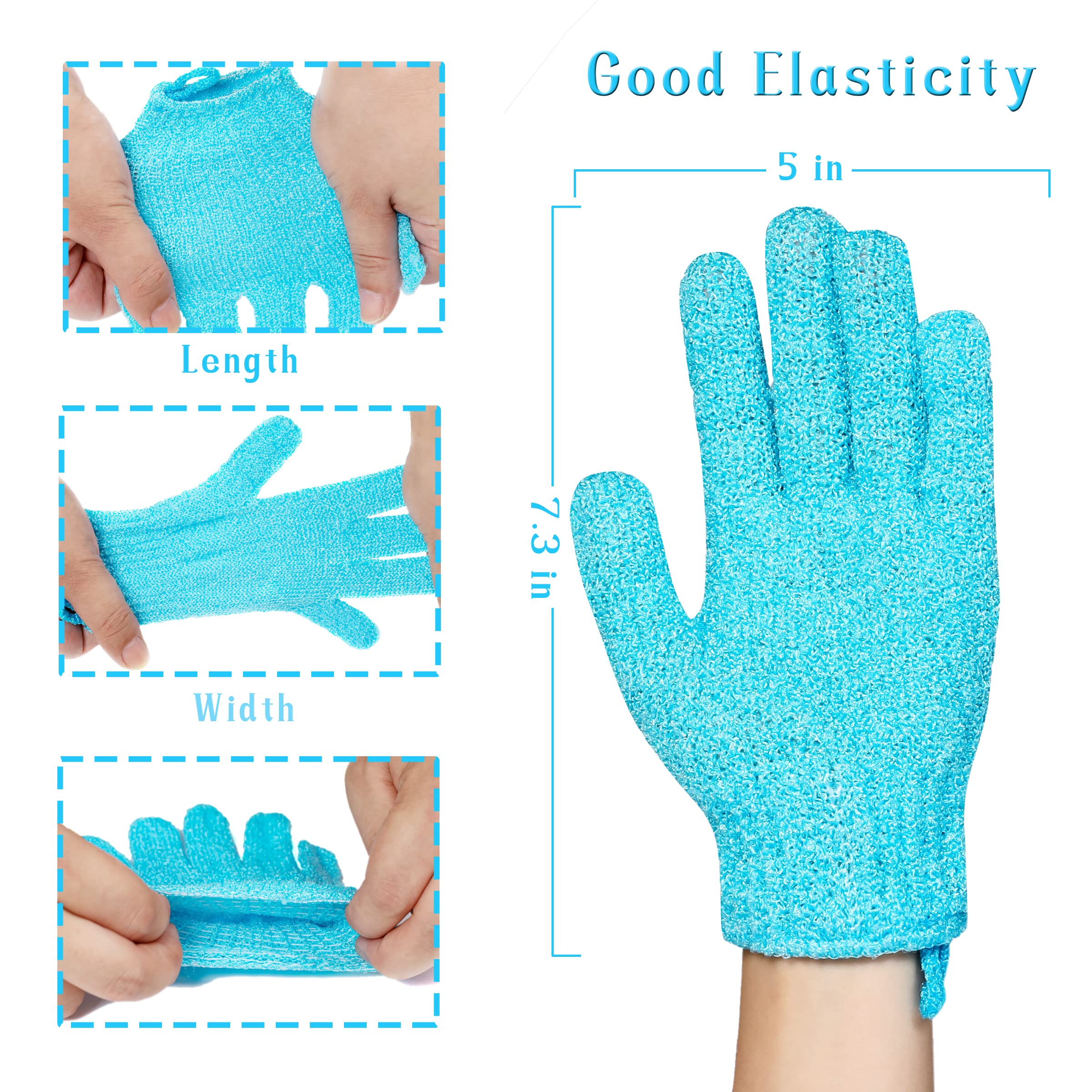 Bath Gloves,16 Pcs Exfoliating Bath Gloves,Body Scrub Gloves with Hanging Loop for Beauty Spa Massage Skin Shower Body Scrubber-8 Colors