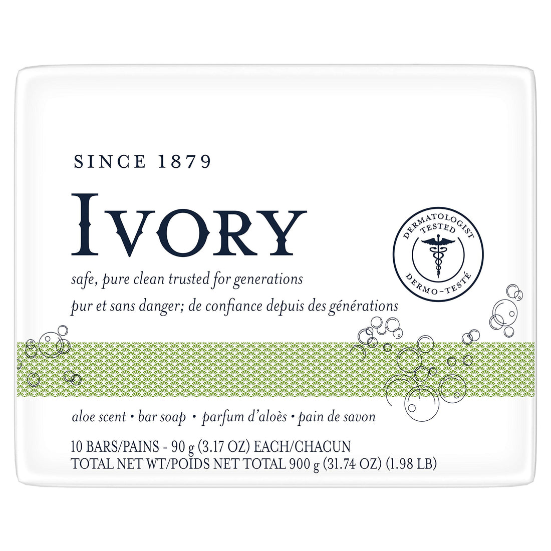 Ivory Aloe 10-Bar Pack: Personal Size 3.1 Oz, 31.7 Ounce