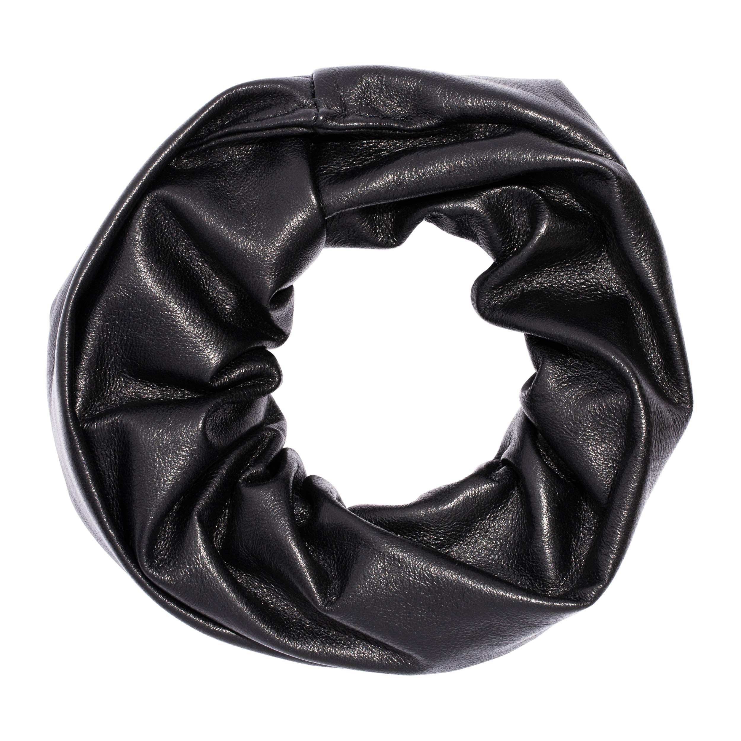 L. Erickson Large Leather Scrunchie - Black