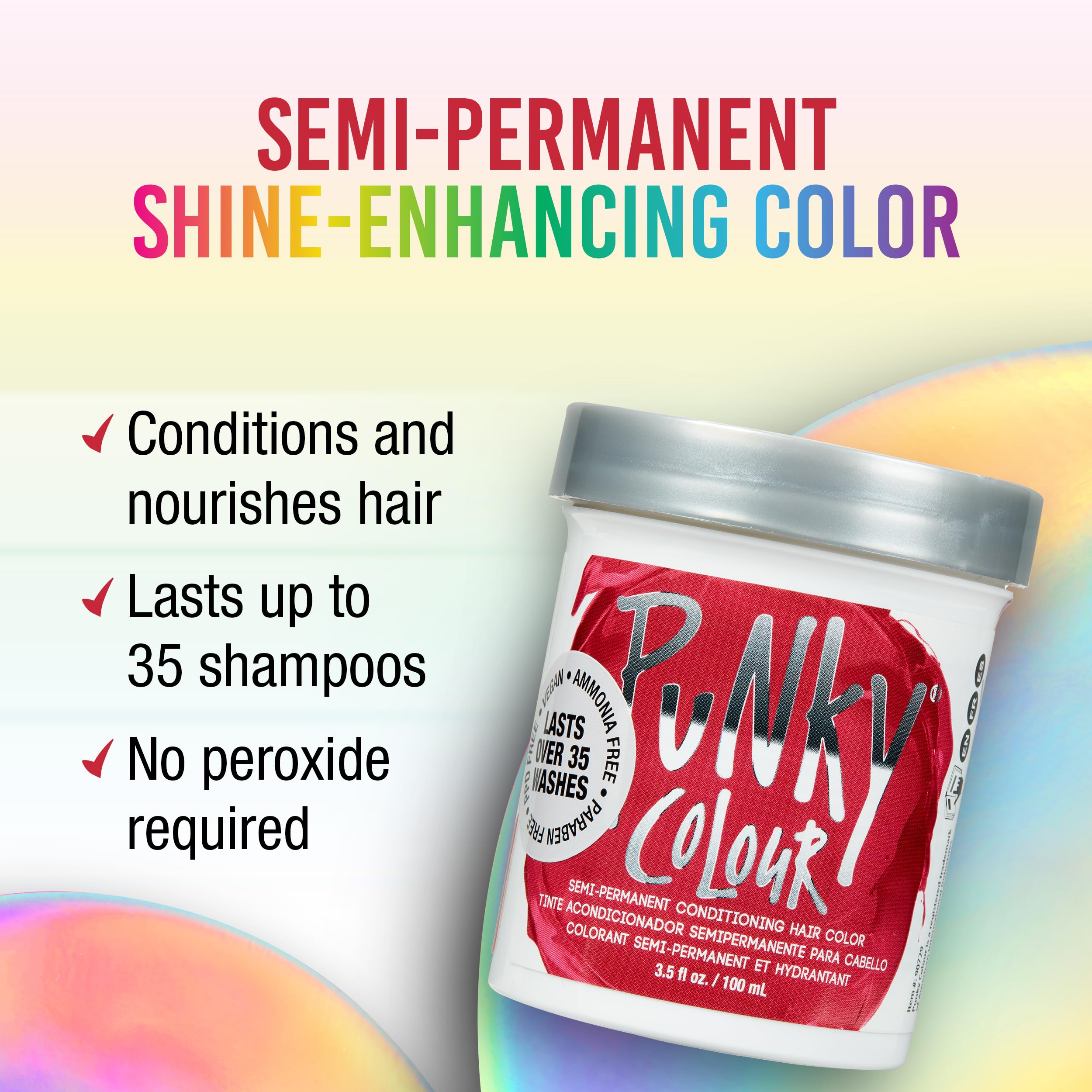 Punky Cherry on Top Semi Permanent Conditioning Hair Color, Vegan, PPD and Paraben Free, lasts up to 25 washes, 3.5oz