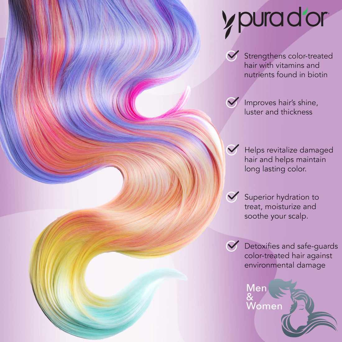 PURA D'OR 16 Oz ColorHarmony Purple Conditioner For Bleached, Blonde, Silver & Color Treated Hair - Keratin, Bamboo Fiber, No Sulfates, Select Natural Ingredients - Men & Women