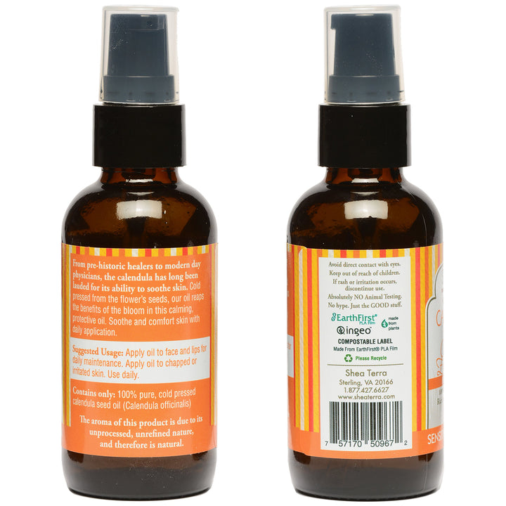 Shea Terra Egyptian Calendula Cold-Pressed Extra Virgin Oil | All Natural & Organic Oil Packed with Skin-Calming and Purifying Properties to Soothe Irritated, Weathered & Sun-Burned Skin – 2 oz