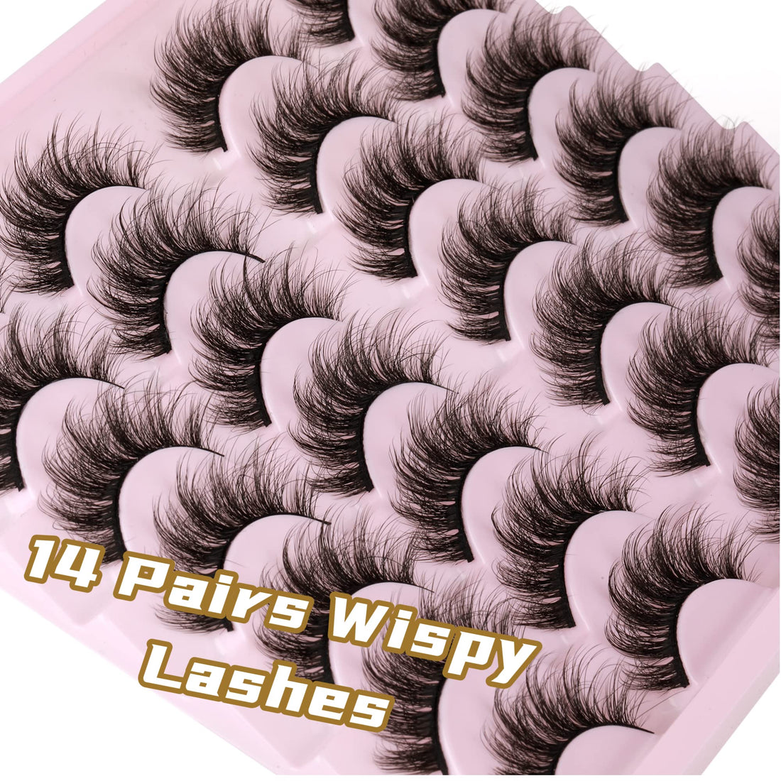 14 Pairs Wispy Mink Lashes False Eye Lashes Natural Look 5D Volume 16mm Fake Eyelashes Pack by TNFVLONEINS