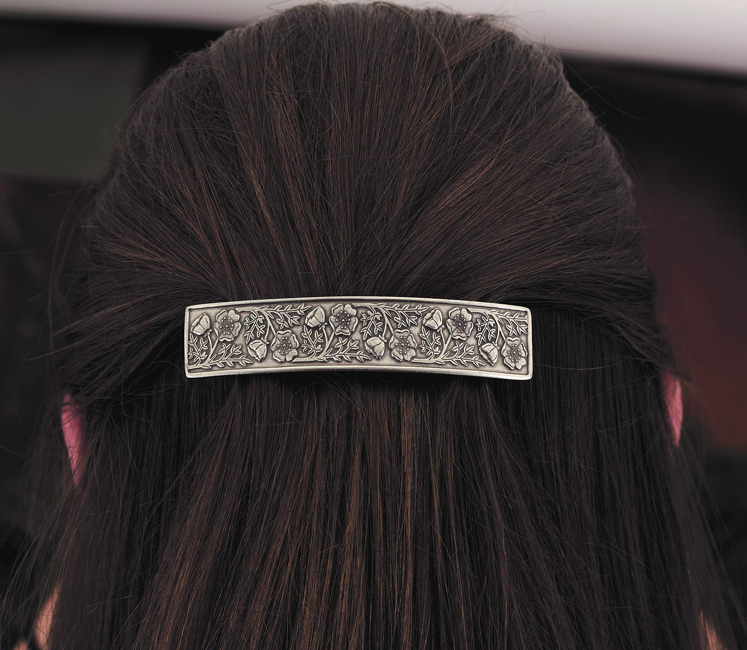 Danforth - Wild Rose Pewter Barrette - 3 1/2 inches - Handcrafted - Made in USA