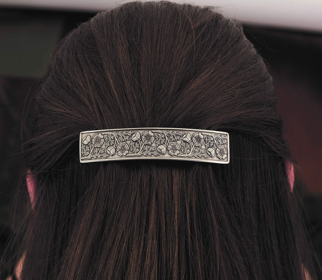 Danforth - Wild Rose Pewter Barrette - 3 1/2 inches - Handcrafted - Made in USA