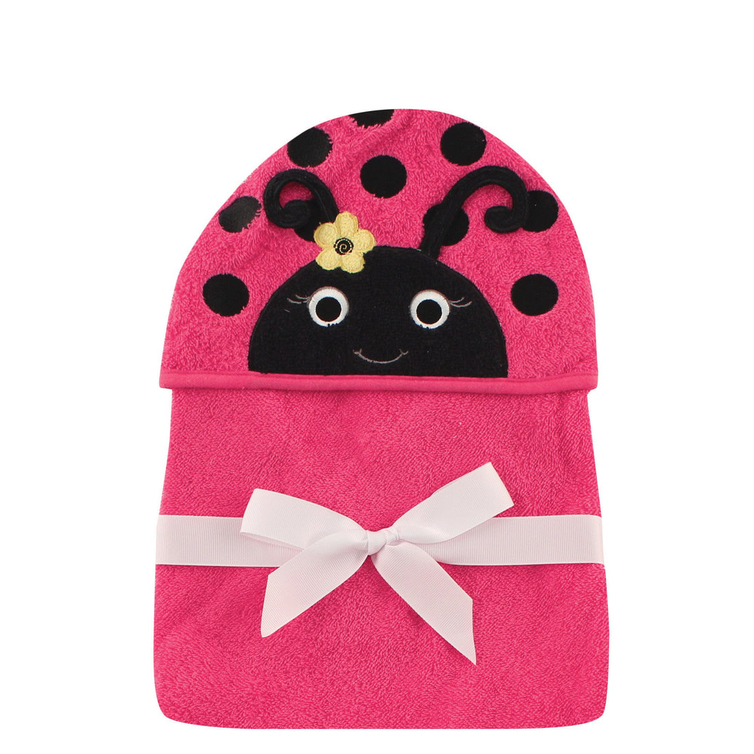 Hudson Baby Unisex Baby Cotton Animal Face Hooded Towel, Ladybug, One Size