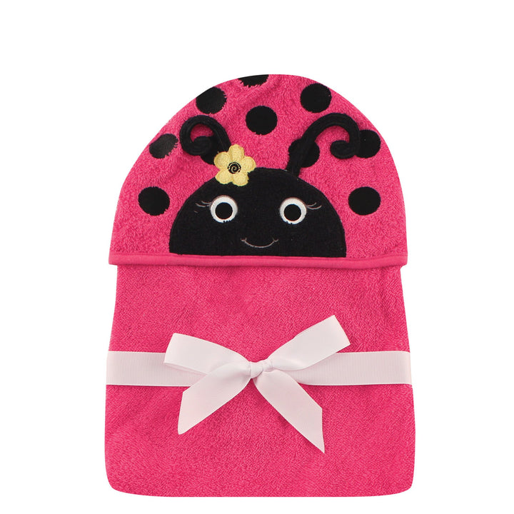 Hudson Baby Unisex Baby Cotton Animal Face Hooded Towel, Ladybug, One Size