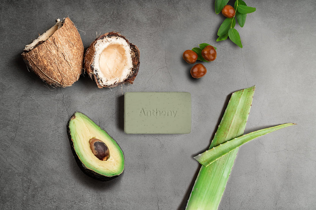 Anthony Men's Buff It Hydrating Soap Bar, 5 Oz - Enriched with Jojoba Beads, Aloe Extract, Avocado & Coconut Oils for Hydrating & Nourishing Body Skin