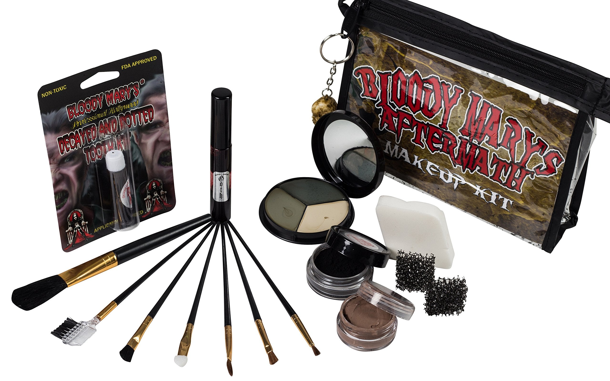 The Aftermath Zombie Starter Makeup Kit By Bloody Mary - Professional Special Effects Supplies - Tri Color Foundation Wheel