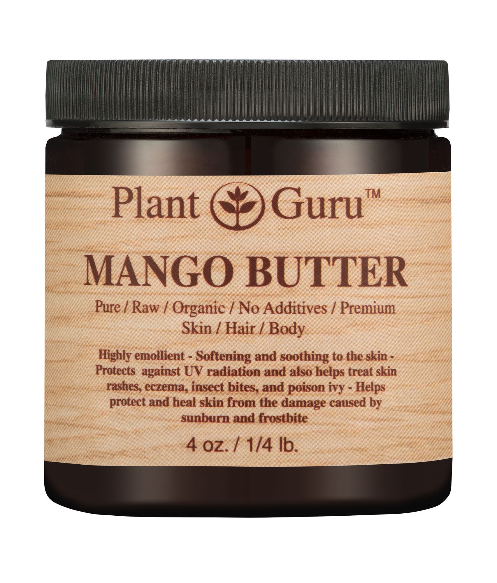 Raw Mango Butter 4 oz 100% Pure Natural Cold Pressed. Skin Body and Hair Moisturizer, DIY Creams, Balms, Lotions, Soaps.