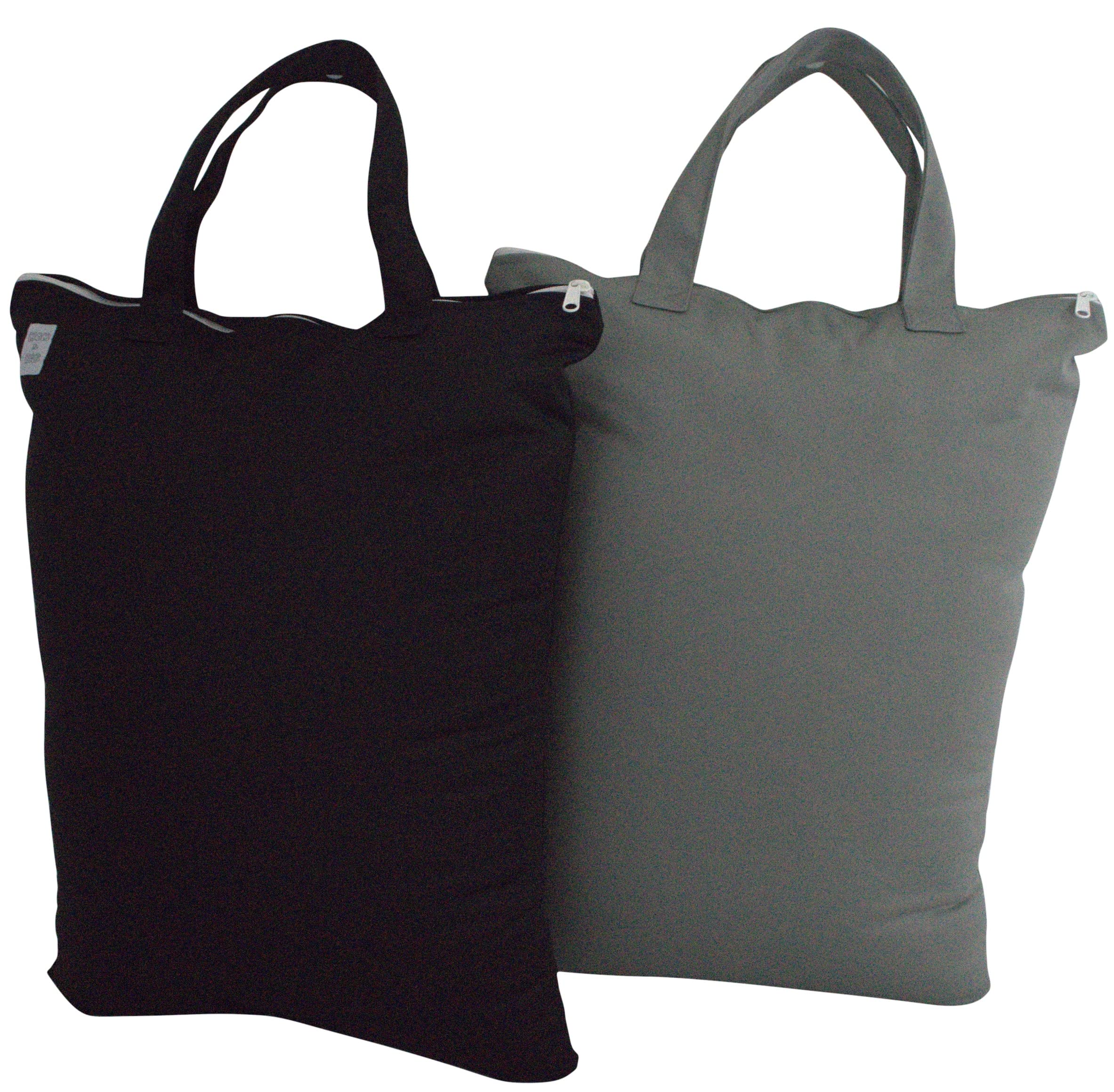 MOM & BAB Wet Bags for Baby Cloth Diapers, Swimsuits and Towels, Travel, Wet Dry Bag for Diaper Bag, Breast Pump Parts, Gym | Water & Odor Resistant (Black & Gray)