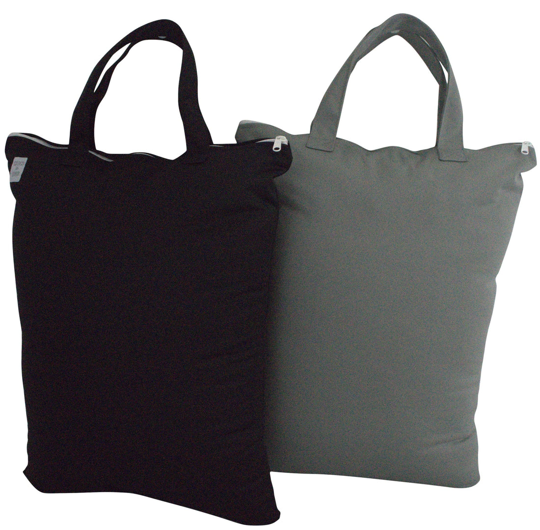 MOM & BAB Wet Bags for Baby Cloth Diapers, Swimsuits and Towels, Travel, Wet Dry Bag for Diaper Bag, Breast Pump Parts, Gym | Water & Odor Resistant (Black & Gray)