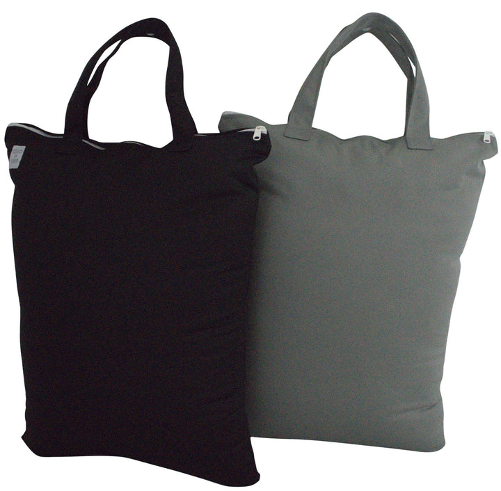 MOM & BAB Wet Bags for Baby Cloth Diapers, Swimsuits and Towels, Travel, Wet Dry Bag for Diaper Bag, Breast Pump Parts, Gym | Water & Odor Resistant (Black & Gray)