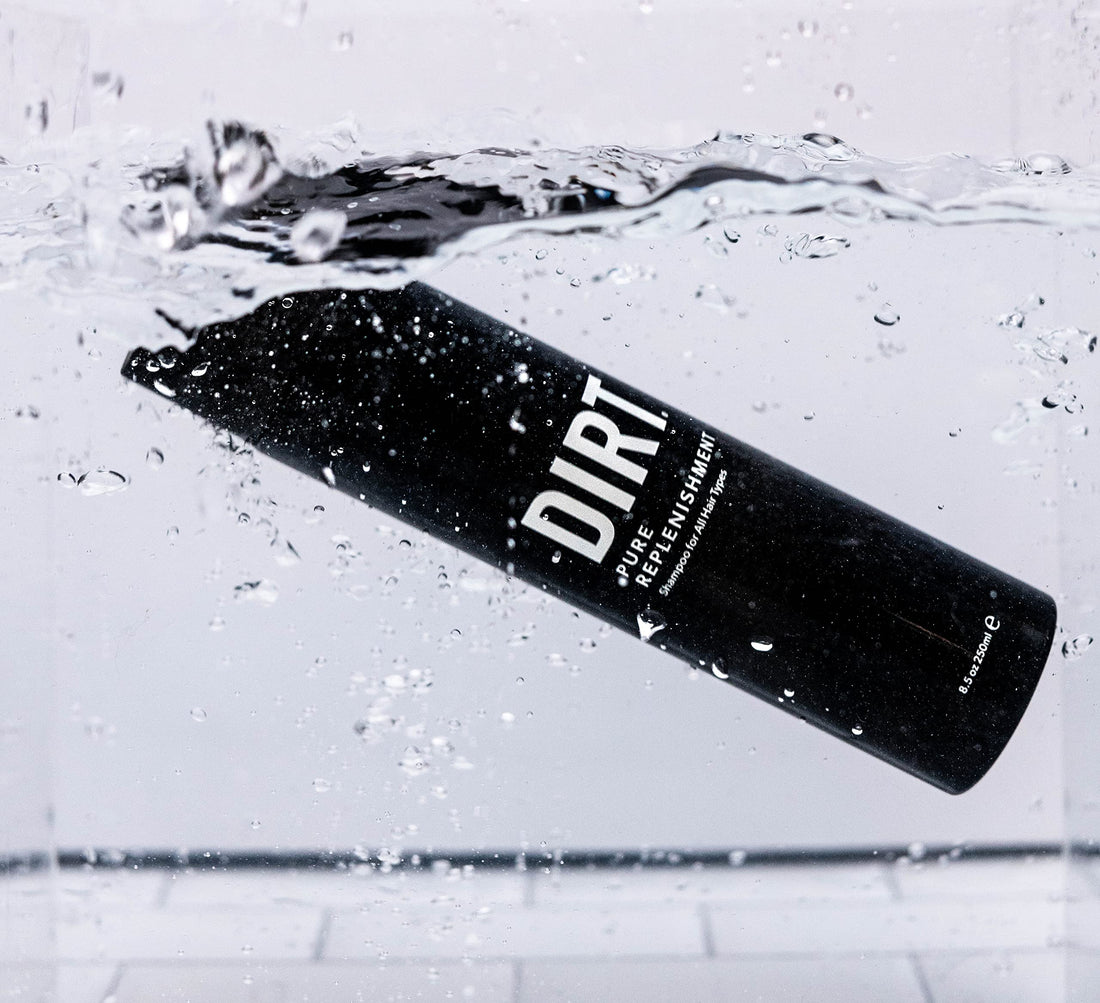 DIRT- Pure Replenishment- Shampoo- 8.5 oz- Vegan- All Hair Types- Straight, Fine, Curly, Frizzy, Wavy, Thick- Unisex Product for Men and Women- Ultra-Rich Shampoo replenishes with skincare-grade ingredients- Balances hair pH with lactic acid- Rebalan