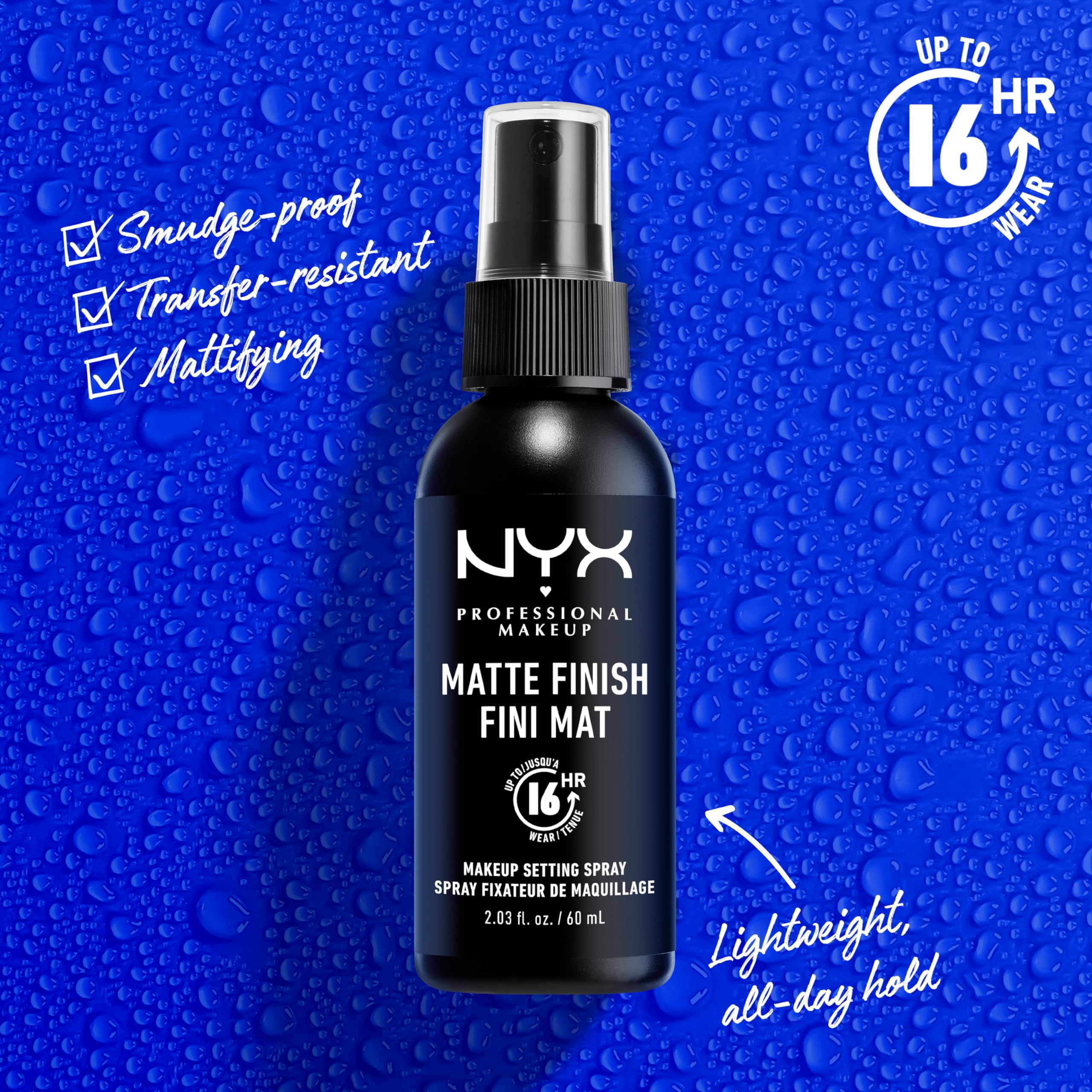 Nyx Professional Makeup Long Lasting Makeup Setting Spray, Matte Finish, 60ml