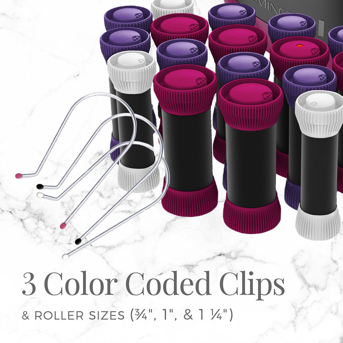 Remington Ionic Conditioning Hair Setter, 20 Velvet Hair Rollers, 6 Large (1¼”), 10 Medium (1), 4 Small (¾”), Blowout Style Hair Curlers