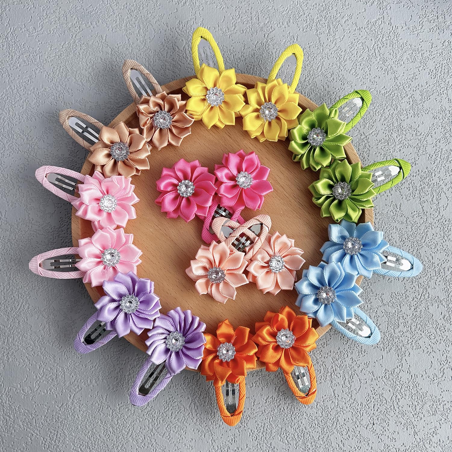 Elesa Miracle 28pcs Baby Girl Hair Clips Kids Little Girls Boutique Grosgrain Ribbon Flower Hair Bows Clips