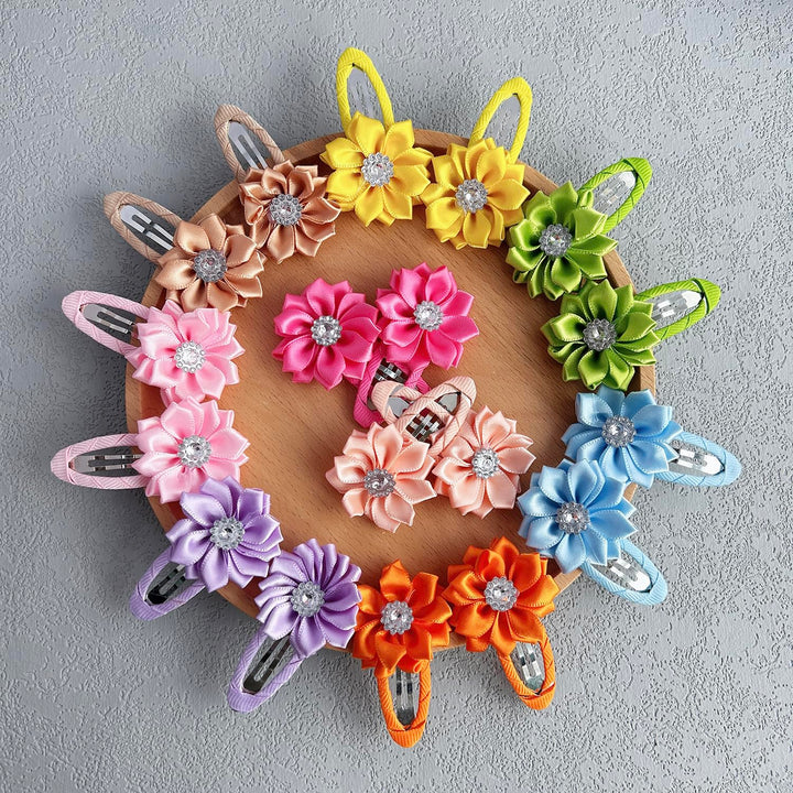 Elesa Miracle 28pcs Baby Girl Hair Clips Kids Little Girls Boutique Grosgrain Ribbon Flower Hair Bows Clips