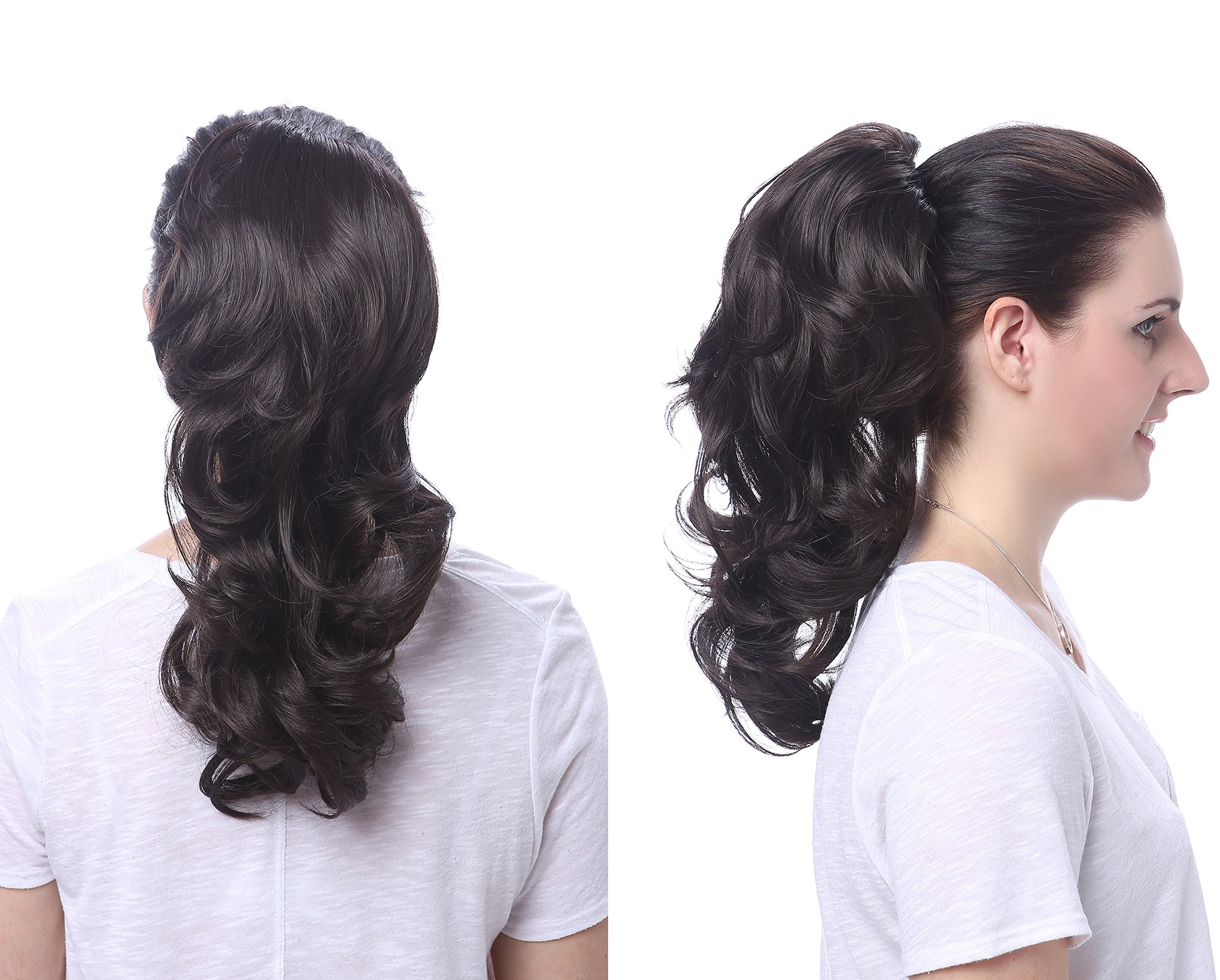 One Dor 15 Dual Use Curly Styled Clip In Claw Ponytail Hair Extension Synthetic Hairpiece 130g With A Jaw/Claw Clip (1# Black)