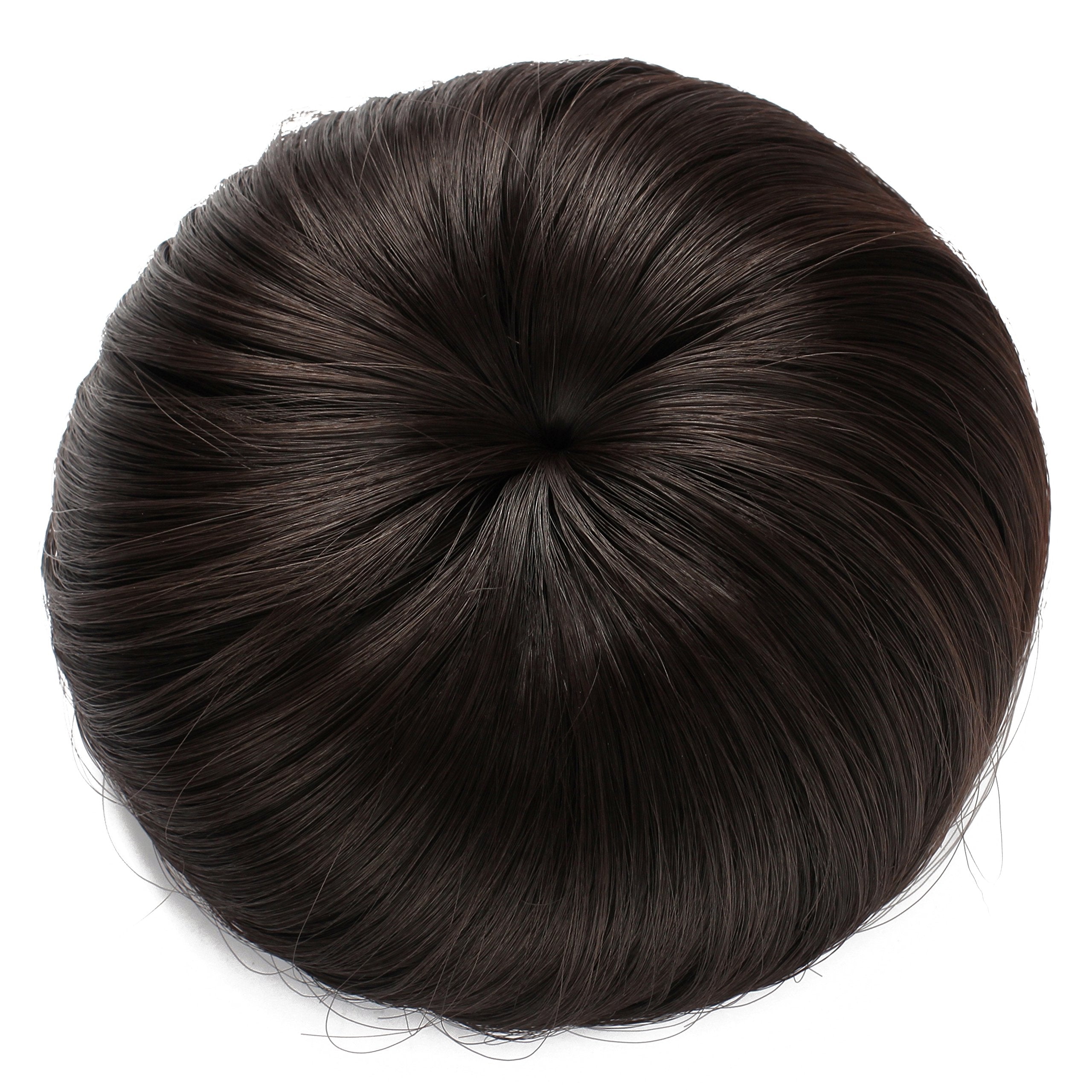Onedor Synthetic Hair Bun Extension Donut Chignon Hairpiece Wig (4# Dark Brown)