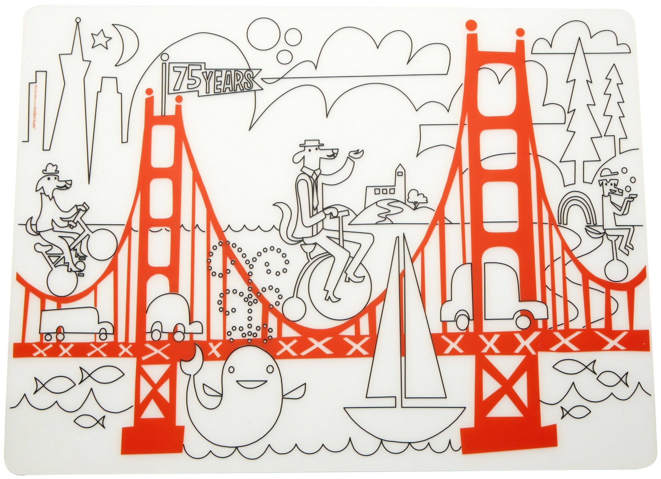 modern-twist 10 x 14 Reusable, Waterproof Coloring Mark-Mat Sheet for Kids, 100% Food-Grade Silicone, Pack of 1, San Francisco