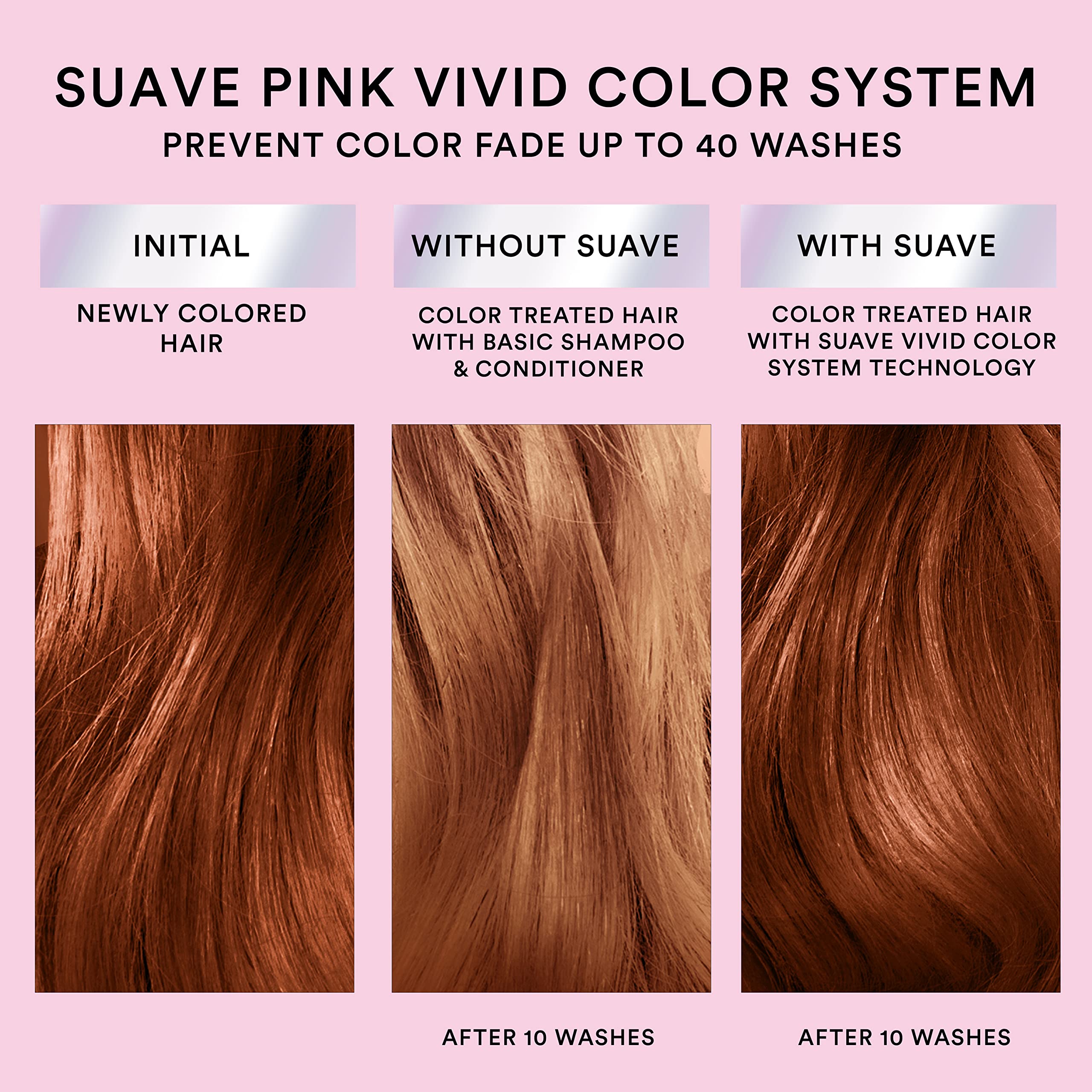 Suave Pink Conditioner For Color Treated Hair Vivid Color, Color Protecting Conditioner 16.5oz