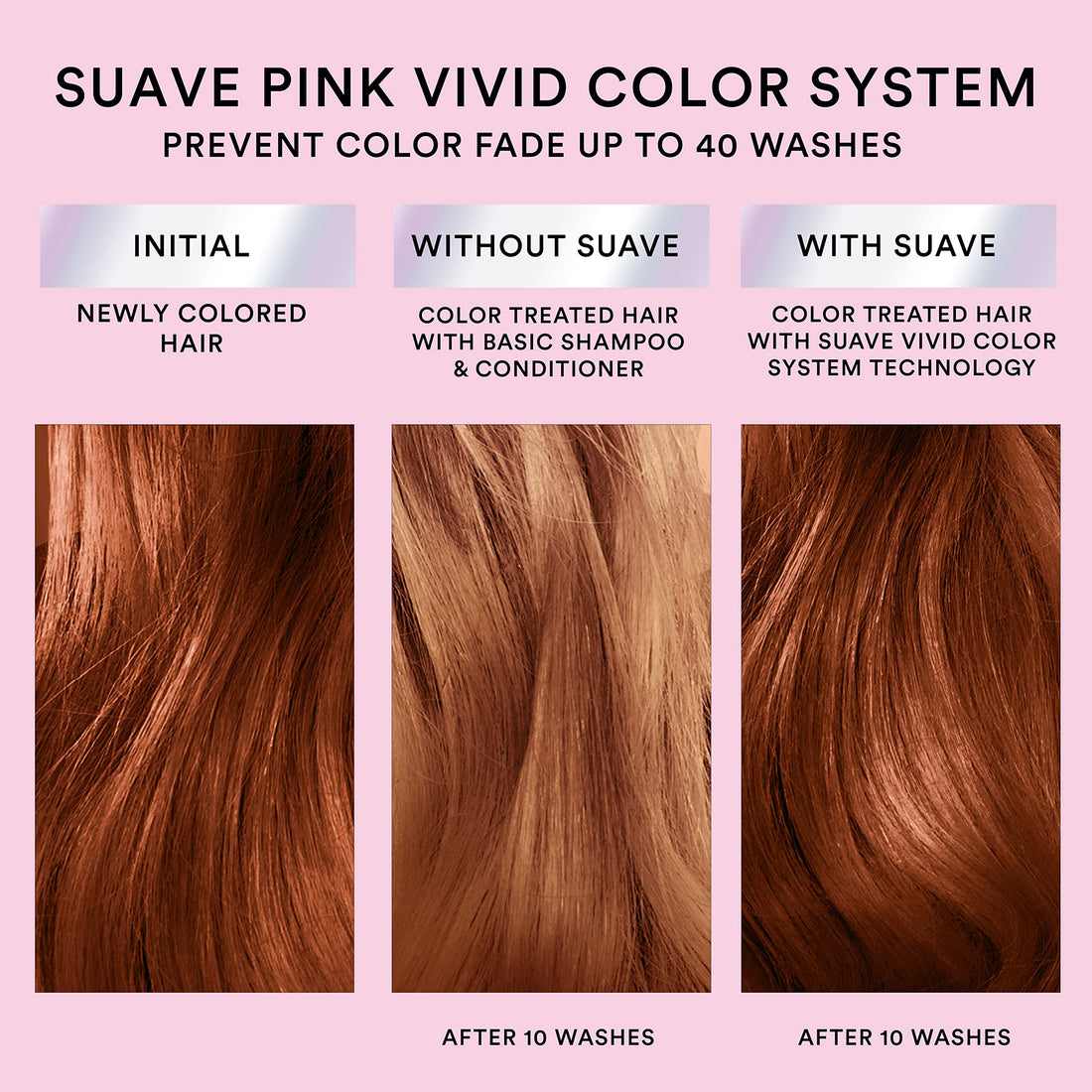 Suave Pink Conditioner For Color Treated Hair Vivid Color, Color Protecting Conditioner 16.5oz